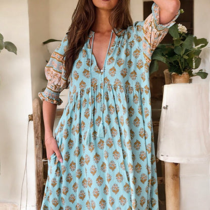 Lylah V-neck Half Sleeve Dress