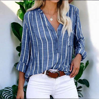 Faye Striped Casual Blouse