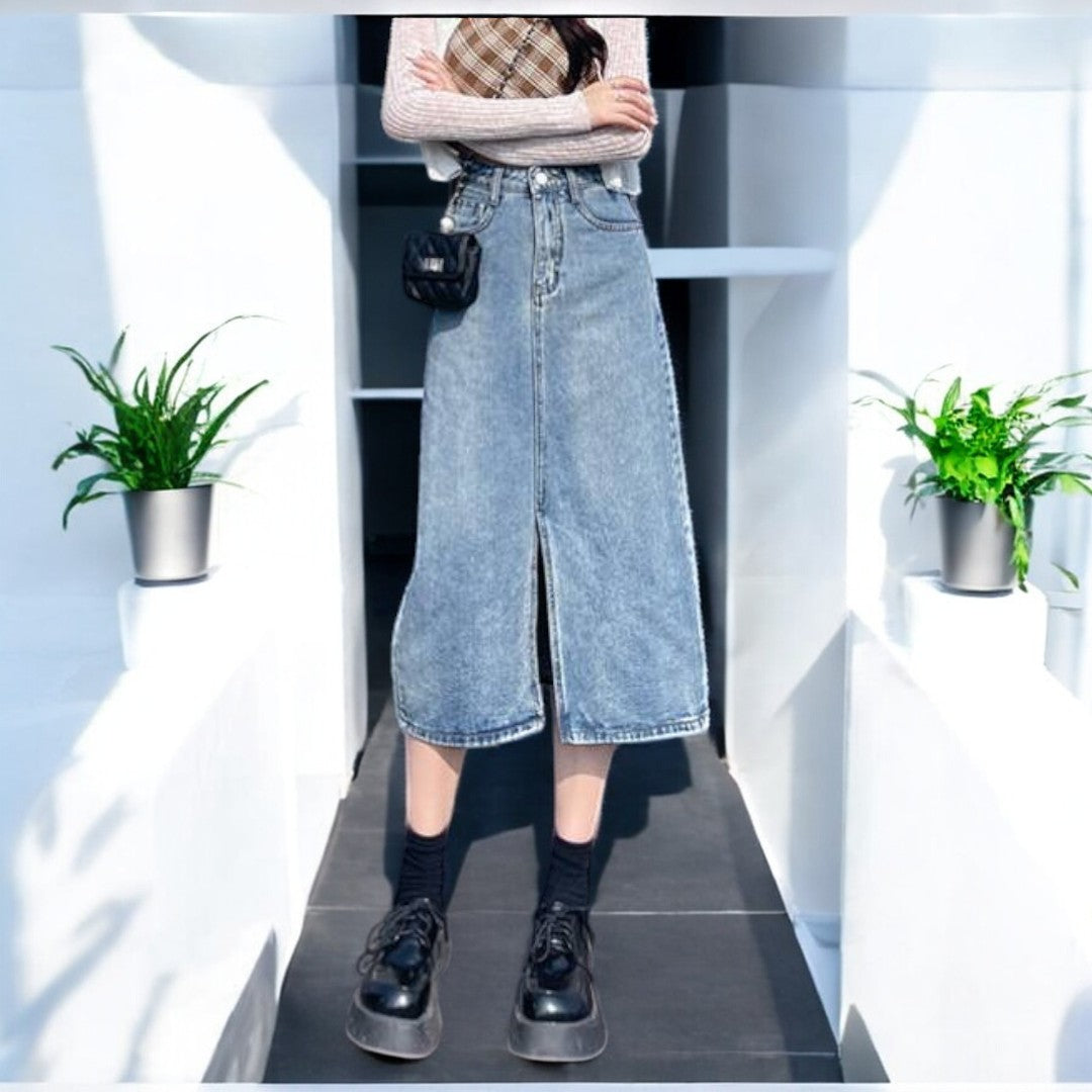 Adelyn Denim Long Skirt Dress
