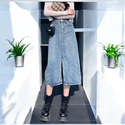 Adelyn Denim Long Skirt Dress