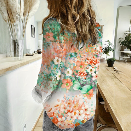 Angelica Floral Print Long Sleeve Collared Shirt