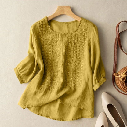 Azari Embroidered V-neck Loose Blouse