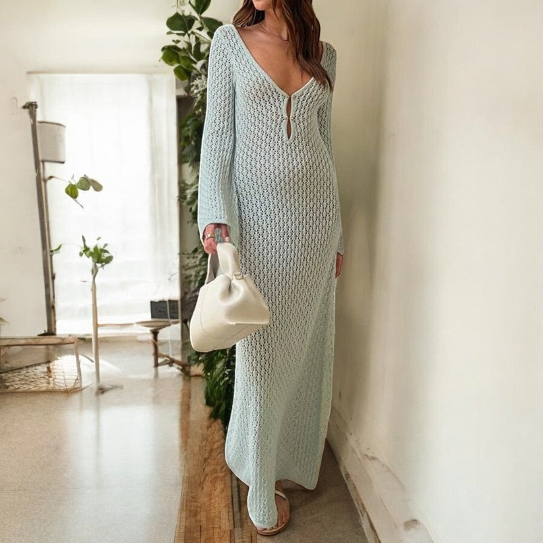 Danielle Backless V Neck Knitted Dress