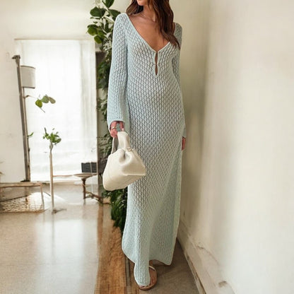 Danielle Backless V Neck Knitted Dress
