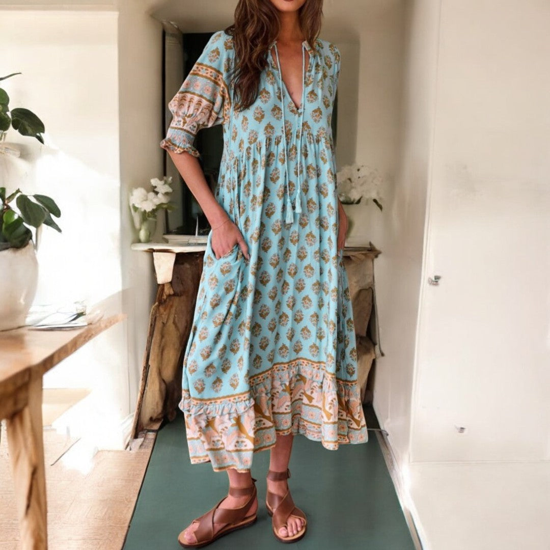 Lylah V-neck Half Sleeve Dress