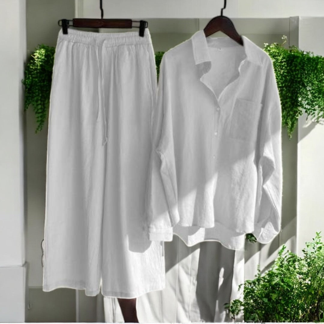 Nicole Cotton Linen Shirt Suit