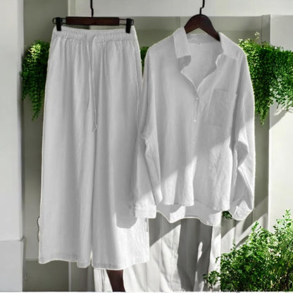 Nicole Cotton Linen Shirt Suit