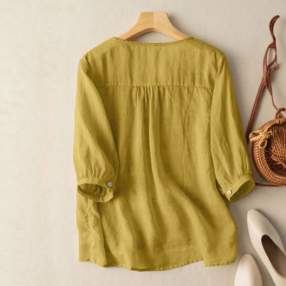 Azari Embroidered V-neck Loose Blouse