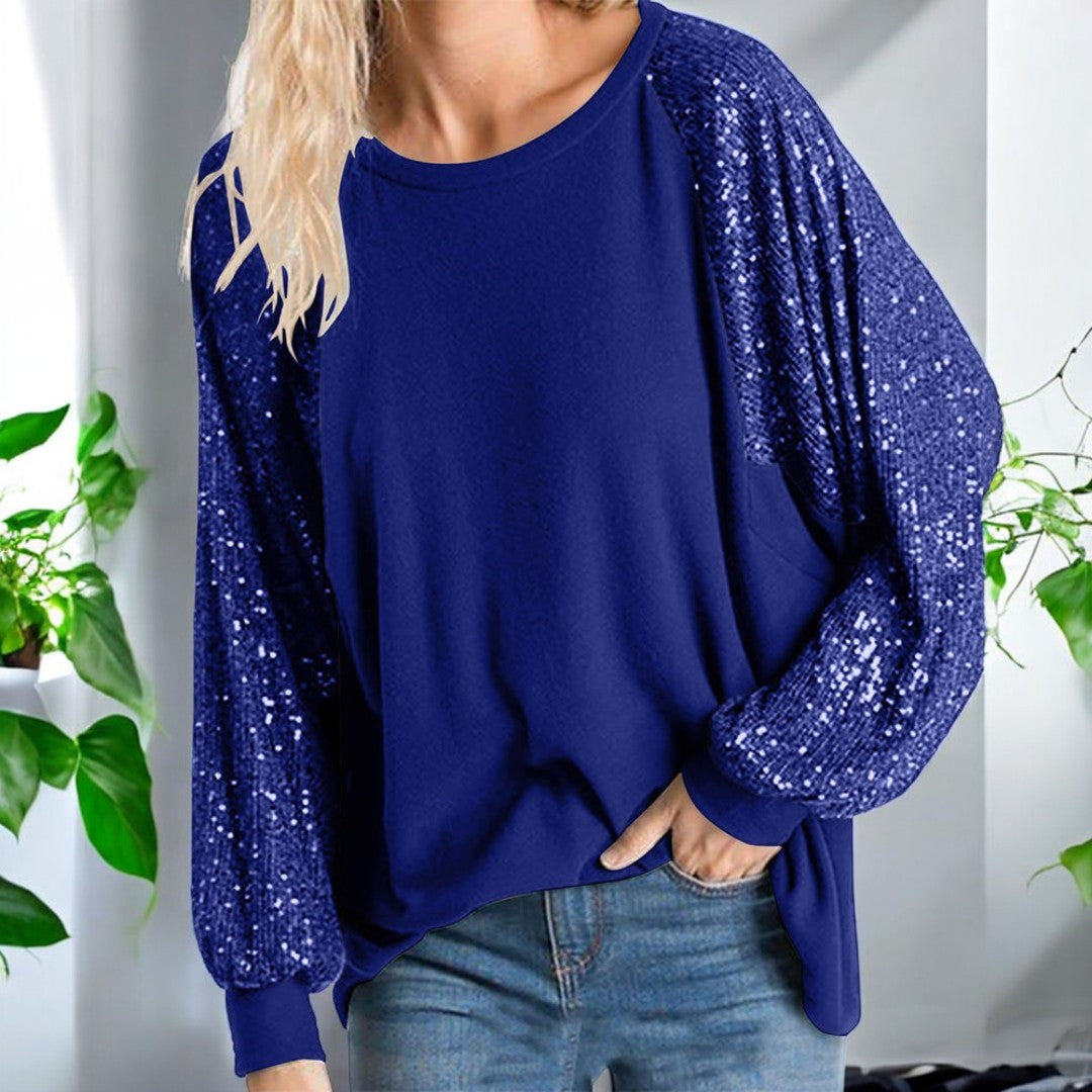Raya Sequin Long Sleeve Blouses