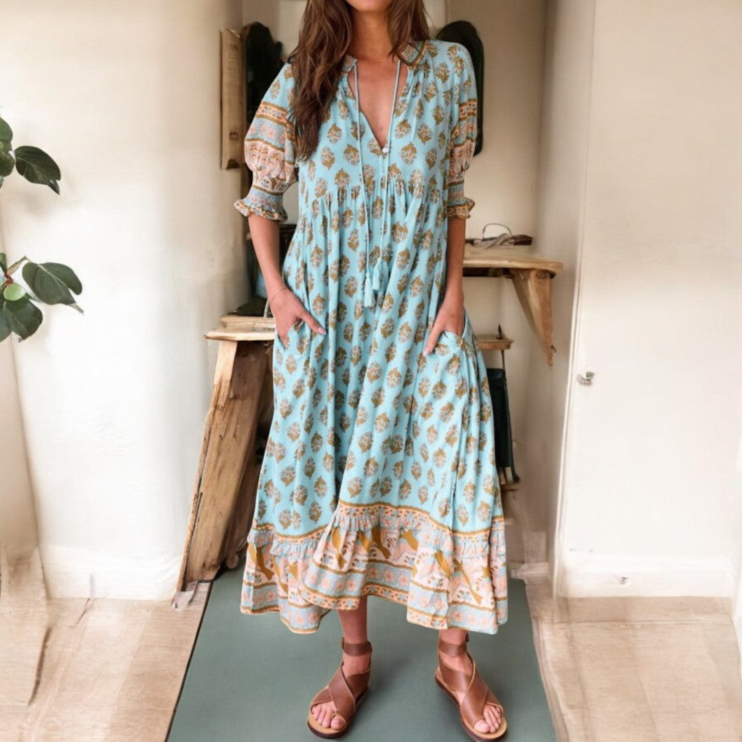 Lylah V-neck Half Sleeve Dress