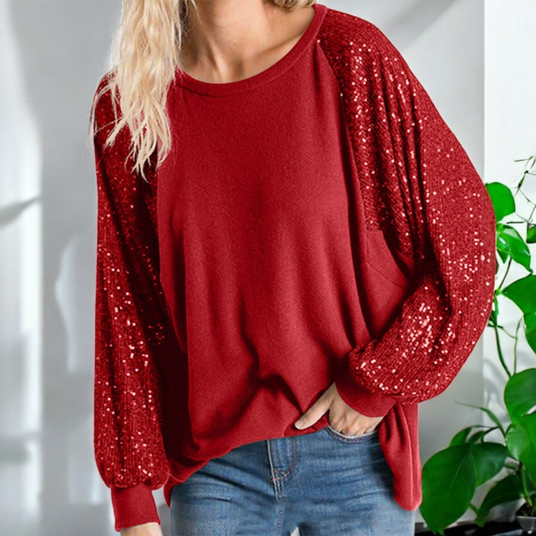 Raya Sequin Long Sleeve Blouses