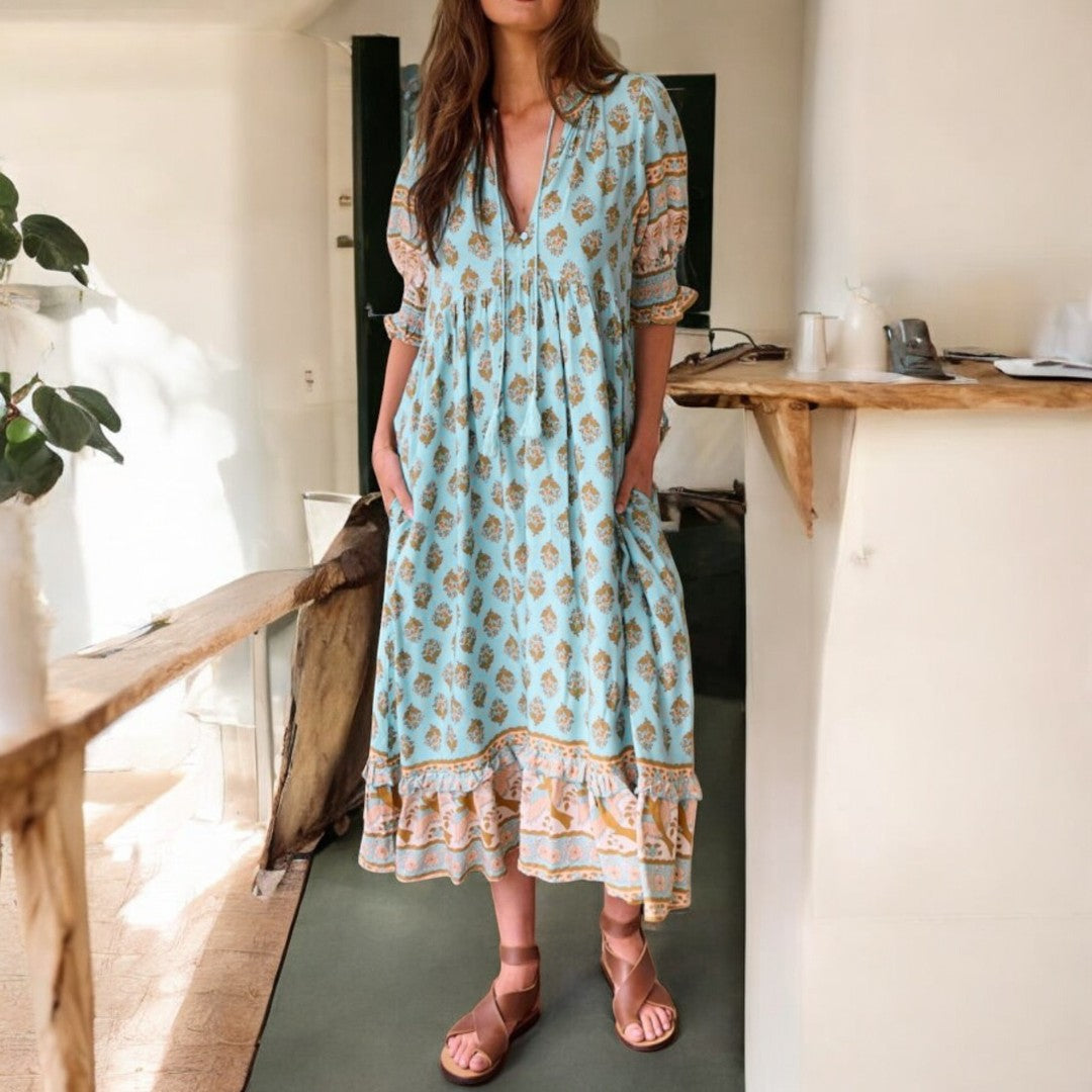 Lylah V-neck Half Sleeve Dress
