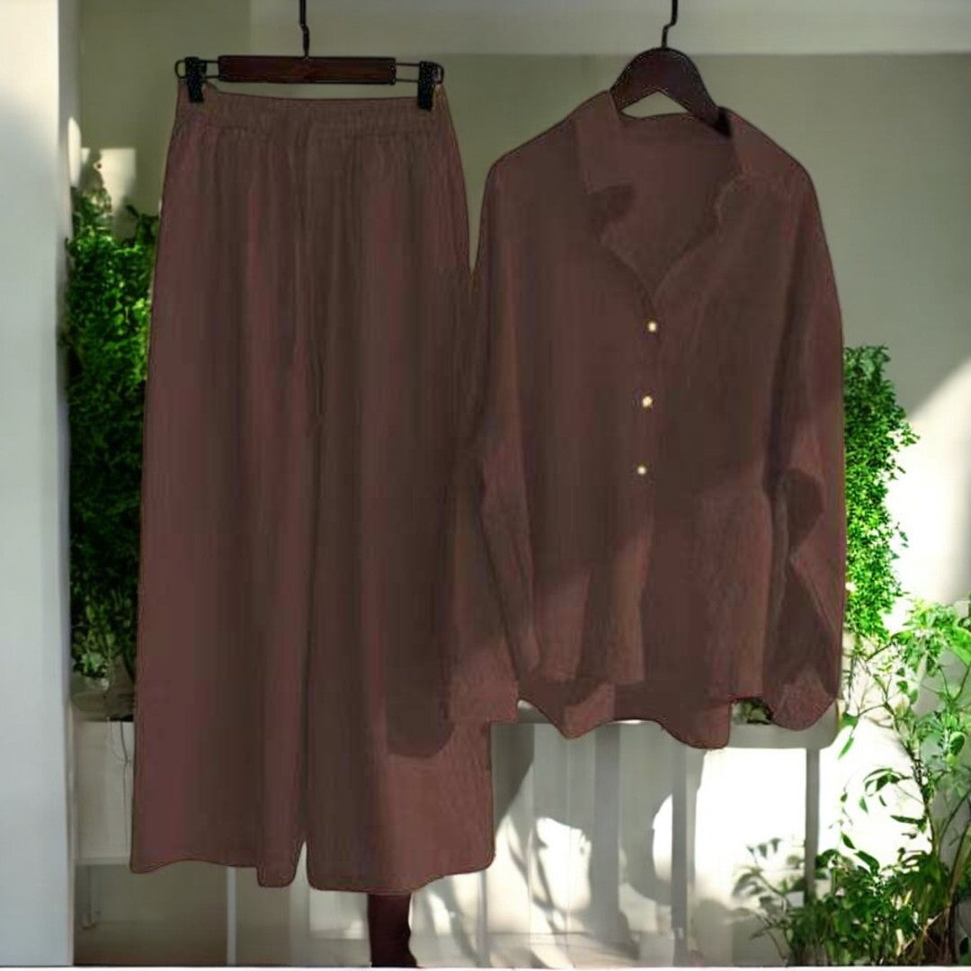 Nicole Cotton Linen Shirt Suit
