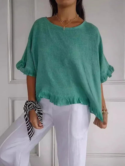 Marian™ | Ruffle Hem Linen Tops