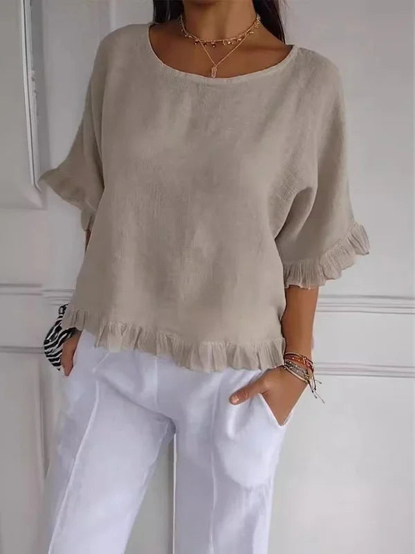 Marian™ | Ruffle Hem Linen Tops