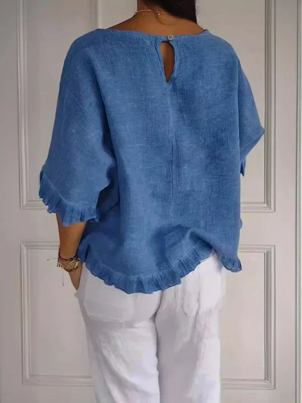 Marian | Ruffle Hem Linen Tops