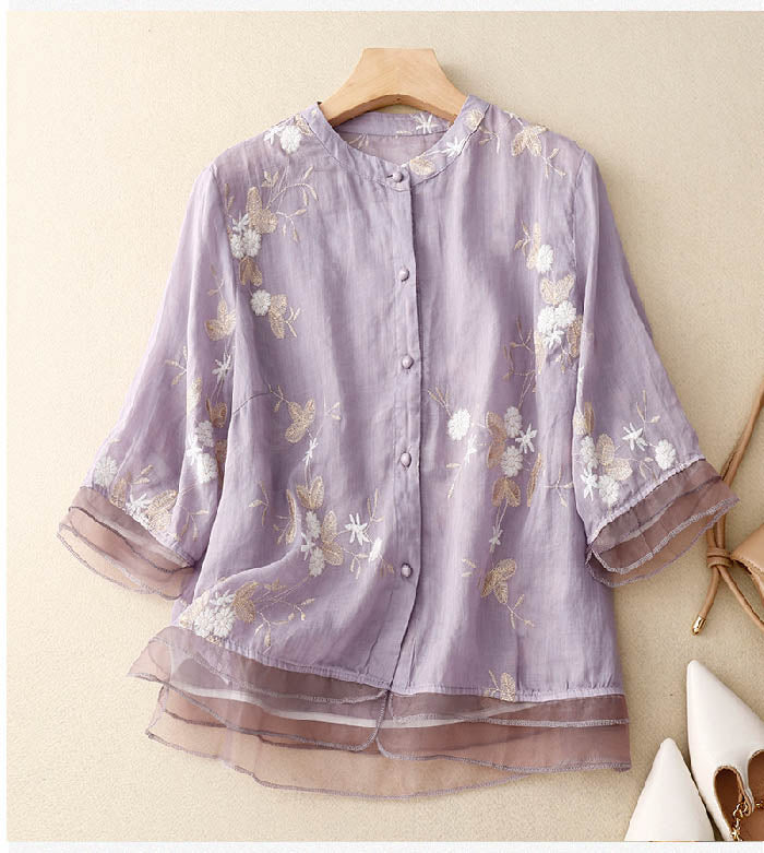 Leah Embroidered Cotton Blouse
